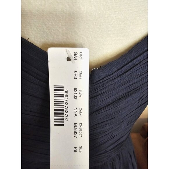 J. Crew Heidi Bridesmaid Dress Silk Chiffon Navy Size Petite 8 NWT - Picture 8 of 11